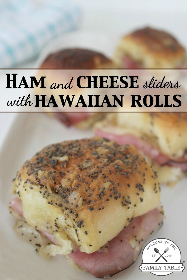 Make these delicious ham and cheese sliders on Hawaiian rolls for your next gathering and your guests won't get enough! :: welcometothefamilytable.com
