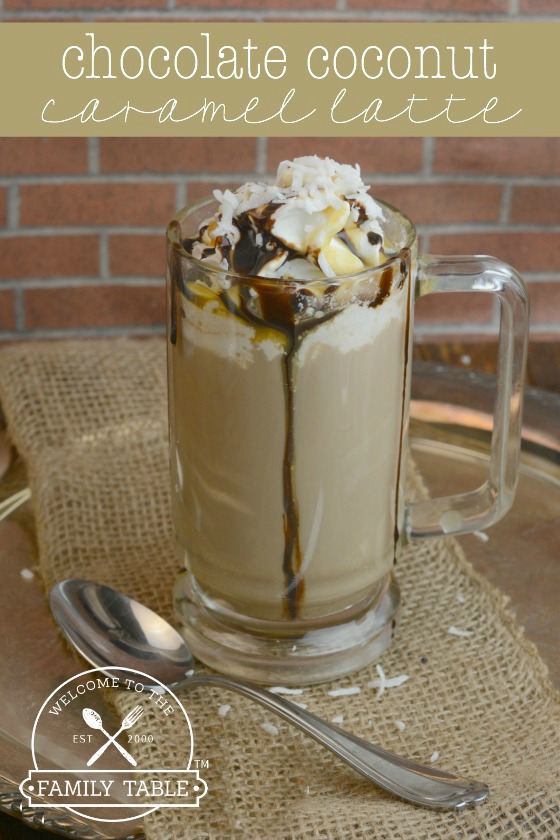 Do you like coffee, chocolate, and caramel? Then this chocolate coconut caramel latte is just for you! :: welcomethefamilytable.com