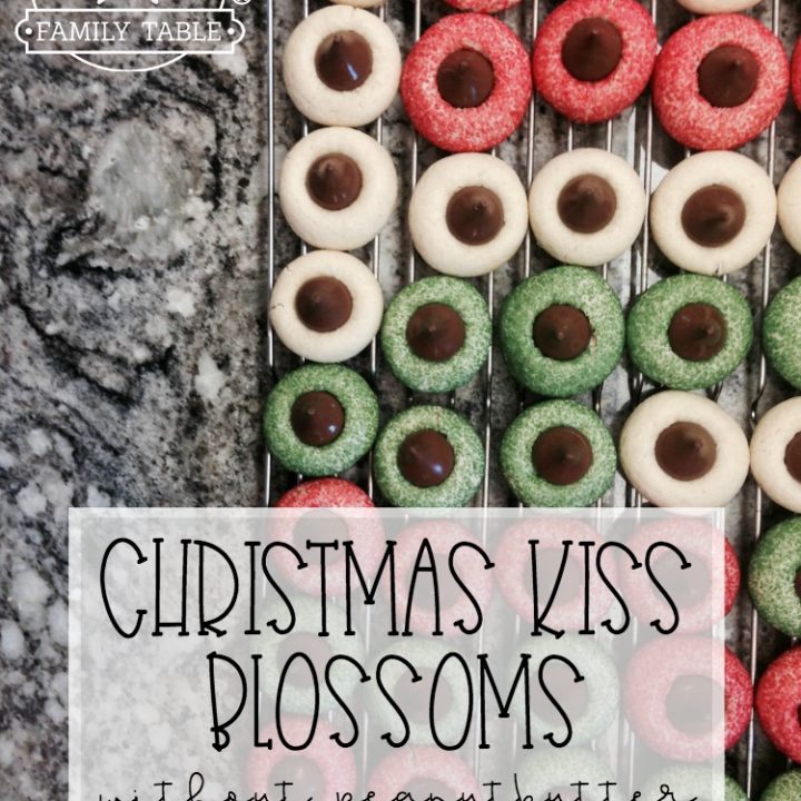 Christmas Kiss Blossoms without peanut butter are the PERFECT cookies to make with the family!