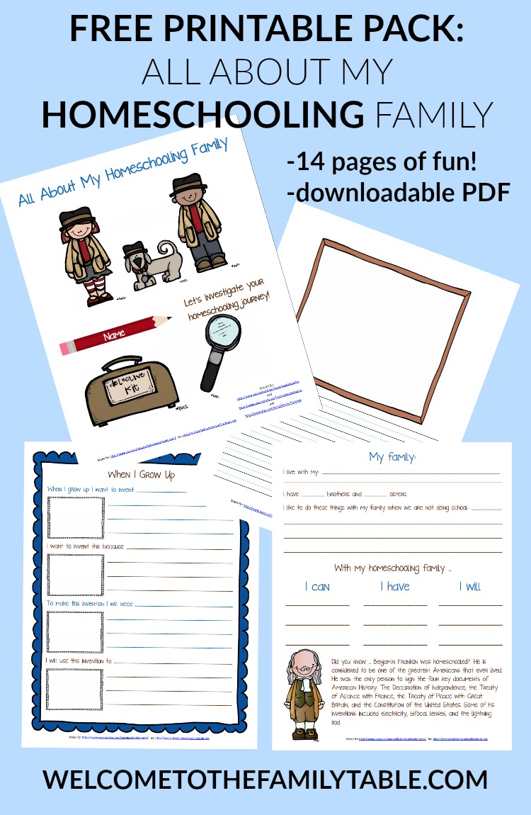 Free Homeschool Printable Pack: All About My Homeschooling Family