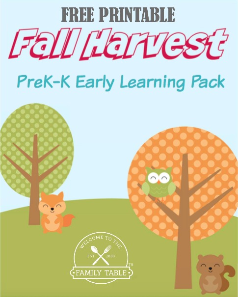 Come grab your FREE Fall Harvest Printable Pre-K thru K Early Learning Pack!