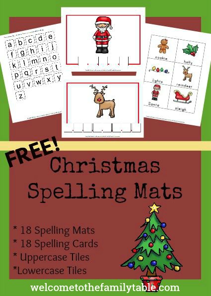 Come grab these fun and free printable Christmas Spelling Mats + Tiles!
