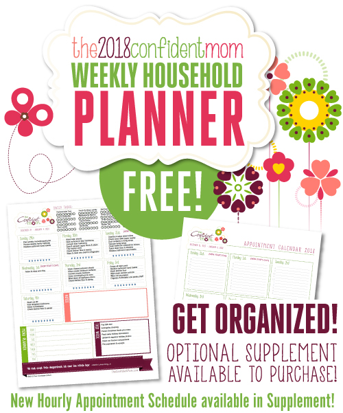 2018 Confident Mom FREE Weekly Household Planner