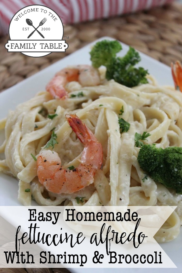 Easy Homemade Fettuccine Alfredo With Shrimp & Broccoli