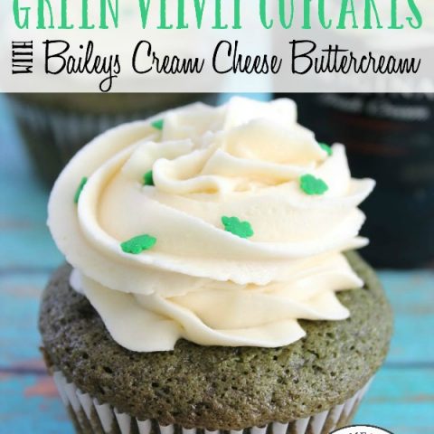 Green Velvet Cupcake with Bailey's Cream Cheese Frosting