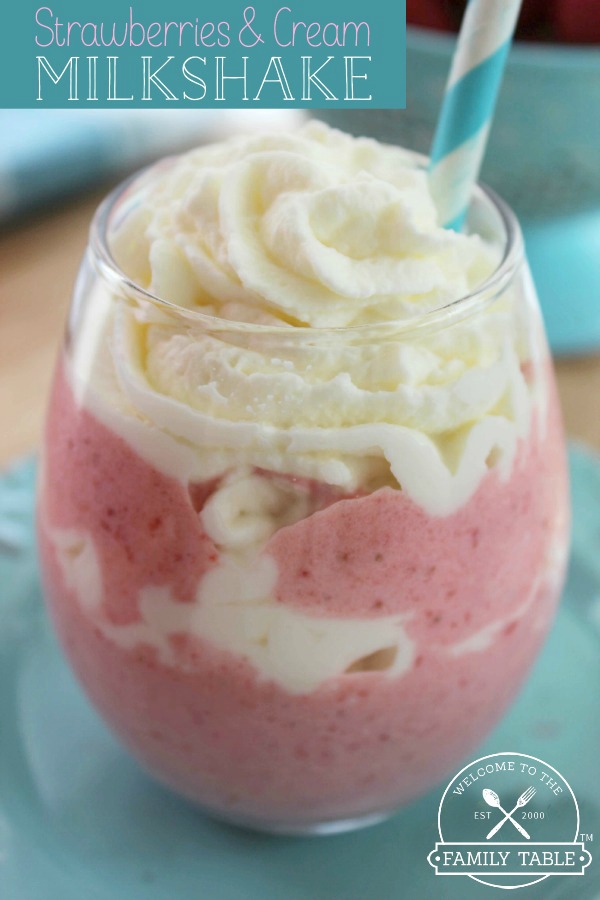 Do you like strawberries and cream? If so, this easy and delicious milkshake will quickly become a favorite! :: welcometothefamilytable.com