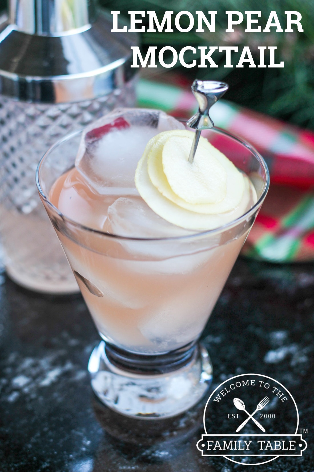 This Lemon Pear Mocktail Recipe is perfect for the family!