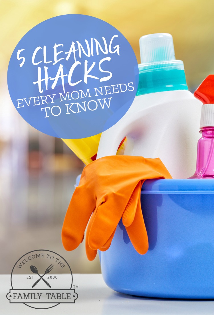 Moms: Do you dread cleaning? Or could you use some tips to get it done more quickly? If so, here are 5 cleaning hacks every mom needs to know.