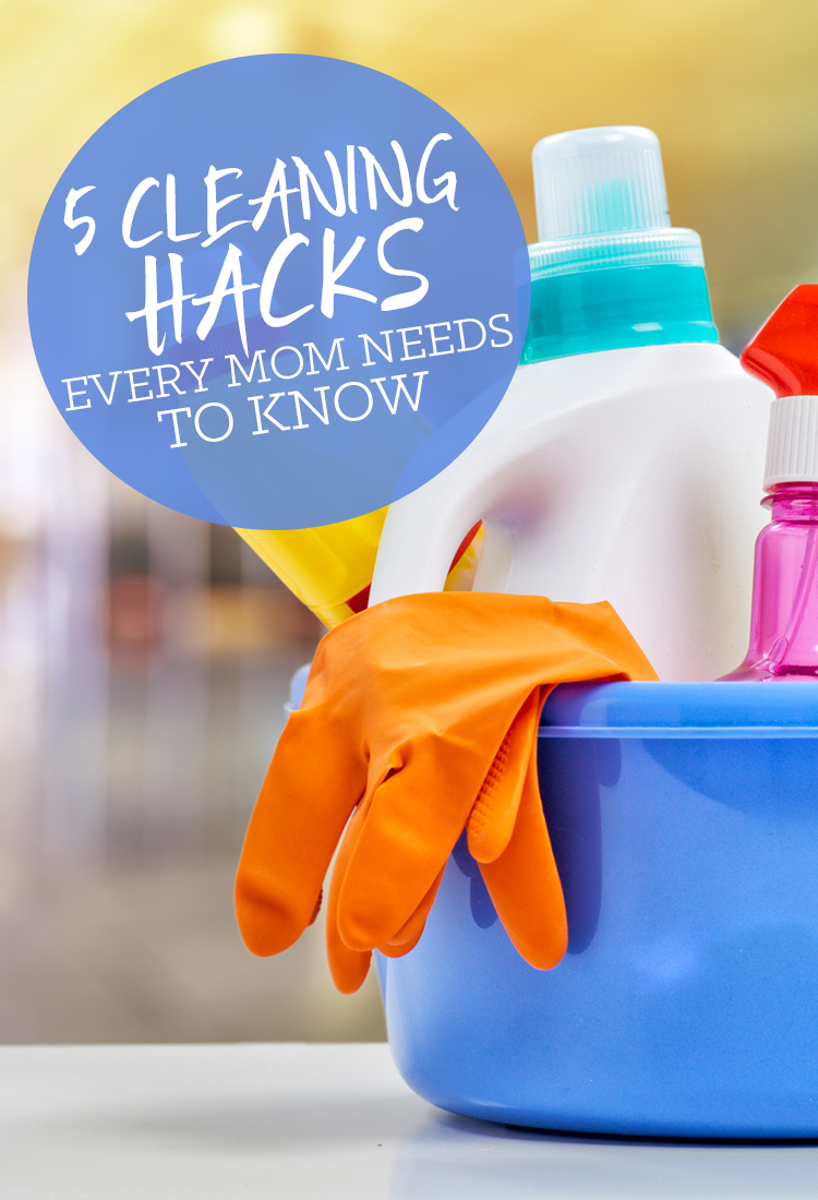 Moms: Do you dread cleaning? Or could you use some tips to get it done more quickly? If so, here are 5 cleaning hacks every mom needs to know.